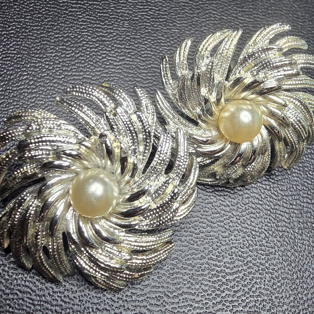 Sarah Coventry Spiral Silver and Gold Earrings